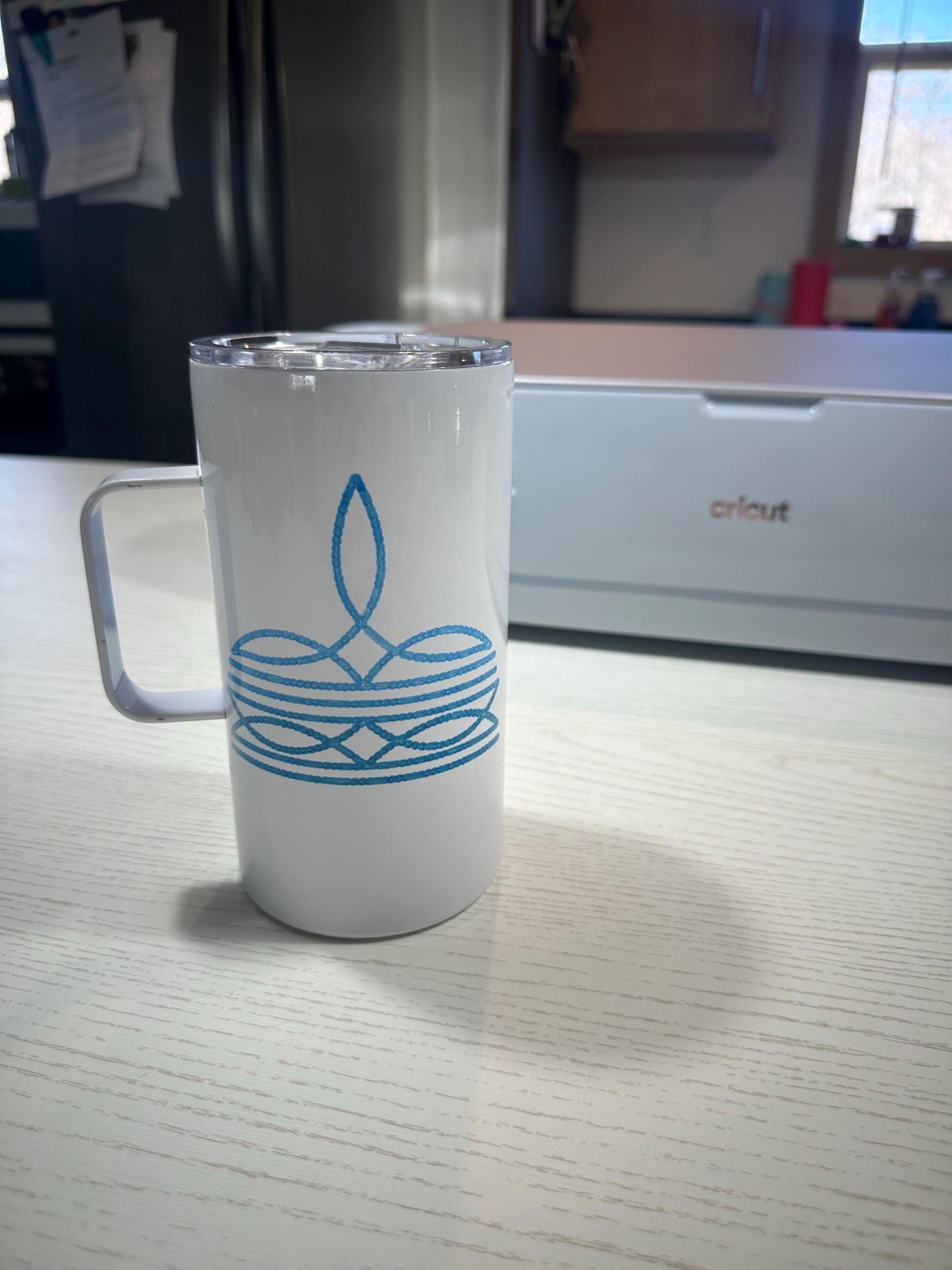 Blue Ombre Boot Stitch Tumbler Mug - 20 oz