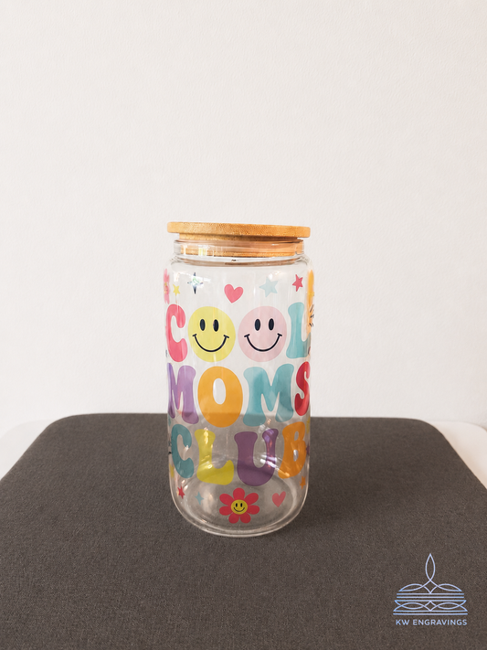 Cool Moms Club Glass Iced Coffee Cup - 16 oz