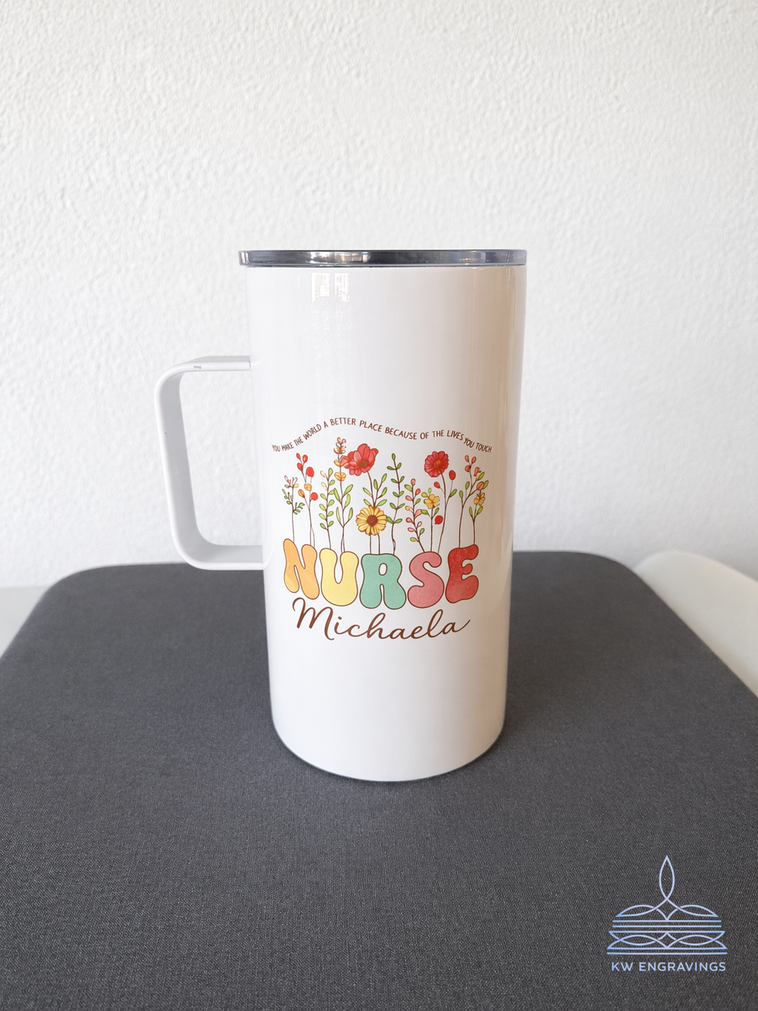 Customized Floral Nurse Tumbler Mug - 20 oz