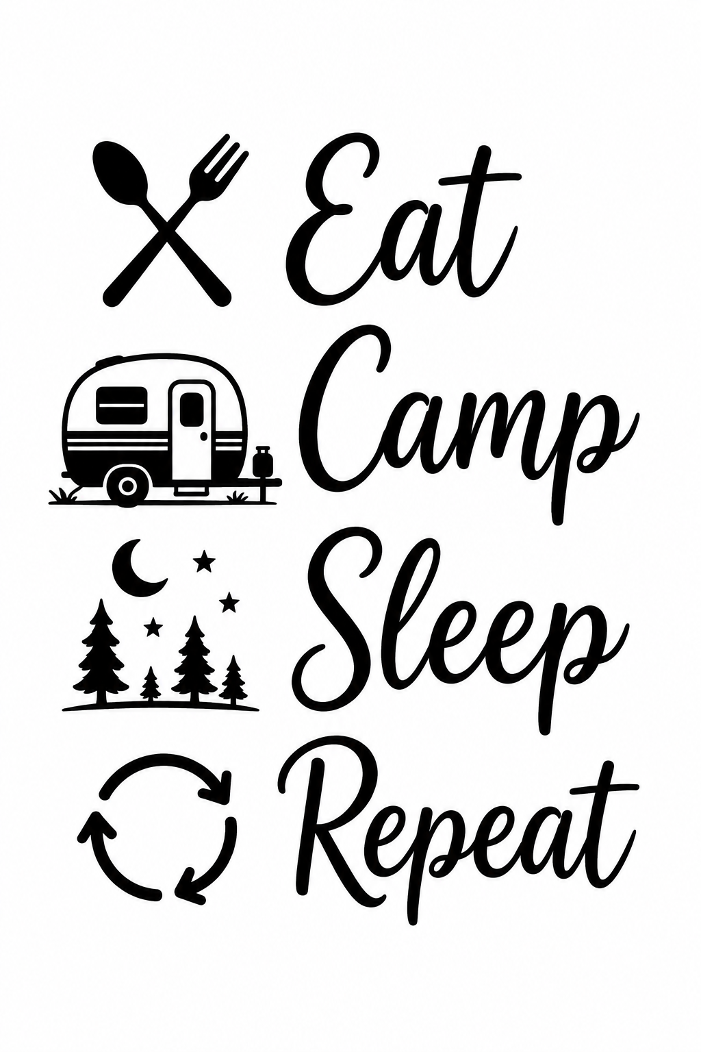 Engraved Eat, Camp, Sleep, Repeat Can Cooler - 14 oz
